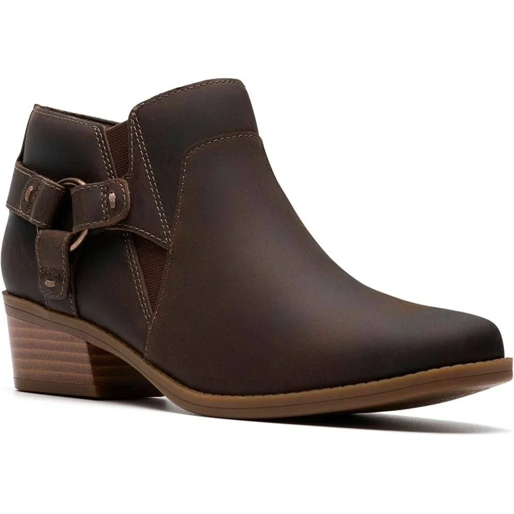 Clarks Collection Danyelle Taupe Leather Ankle Boots Women Size 9.5 Zip Bootie